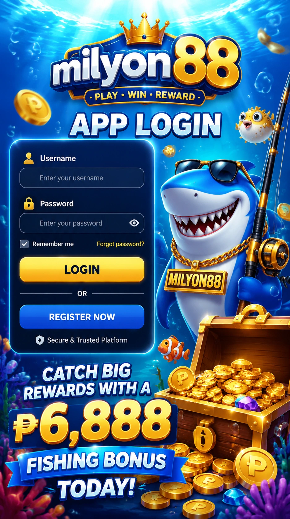 Mobile fishing game session with festive promo