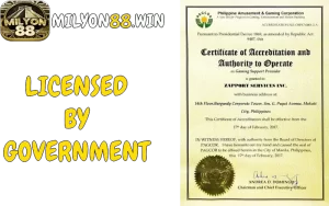 Milyon88 licensed by government